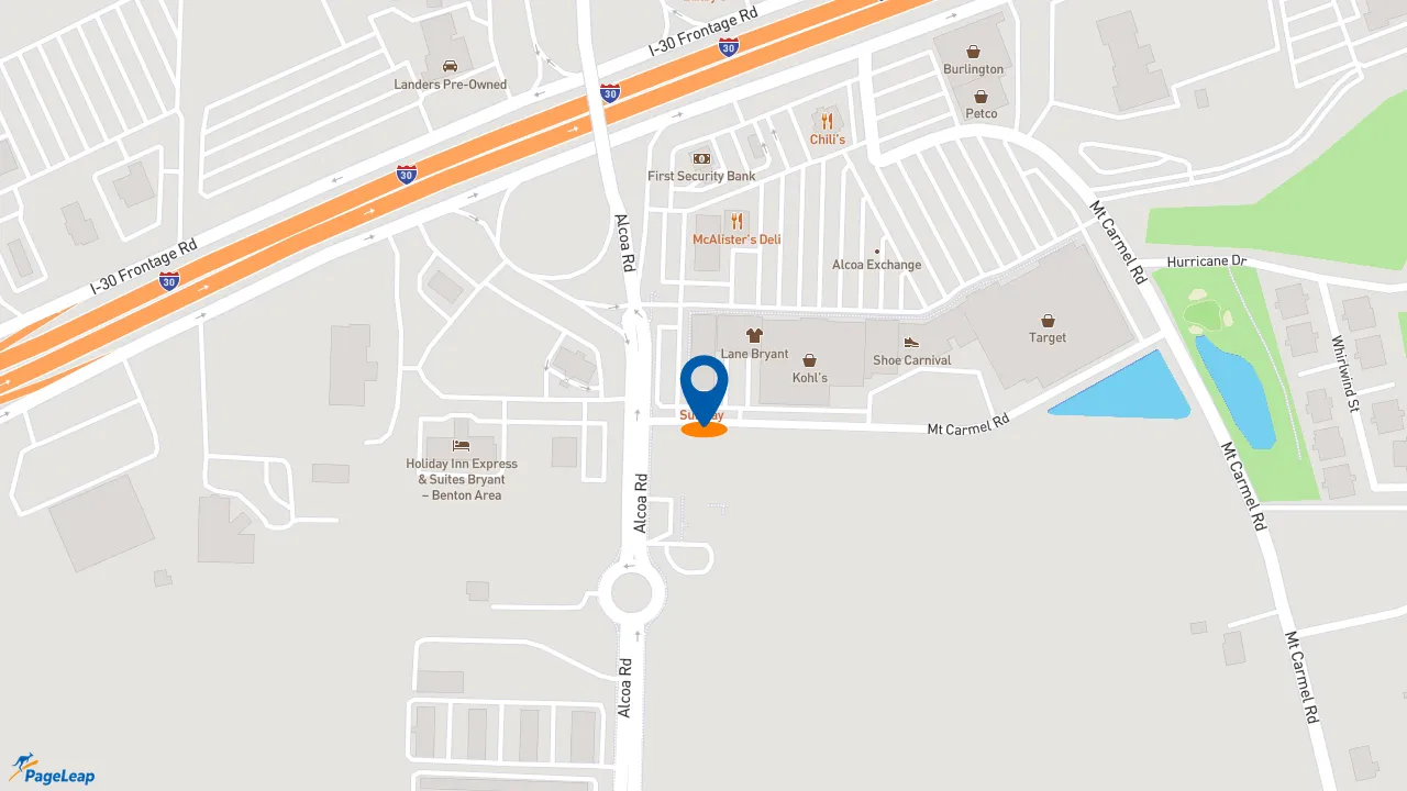https://pageleap.com map showing location of Subway in Bryant.