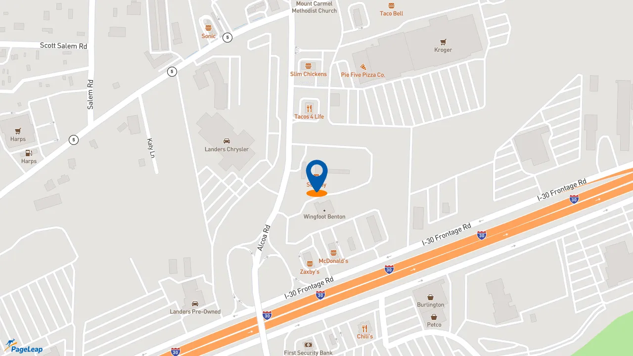 https://pageleap.com map showing location of Subway in Benton.