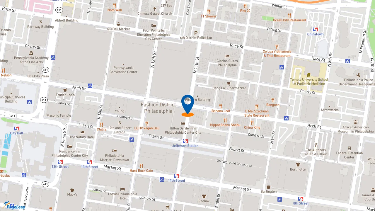 https://pageleap.com map showing location of Subway in Philadelphia.