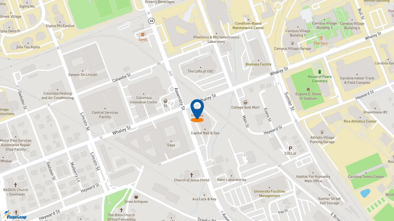 https://pageleap.com map showing location of Subway in Columbia.