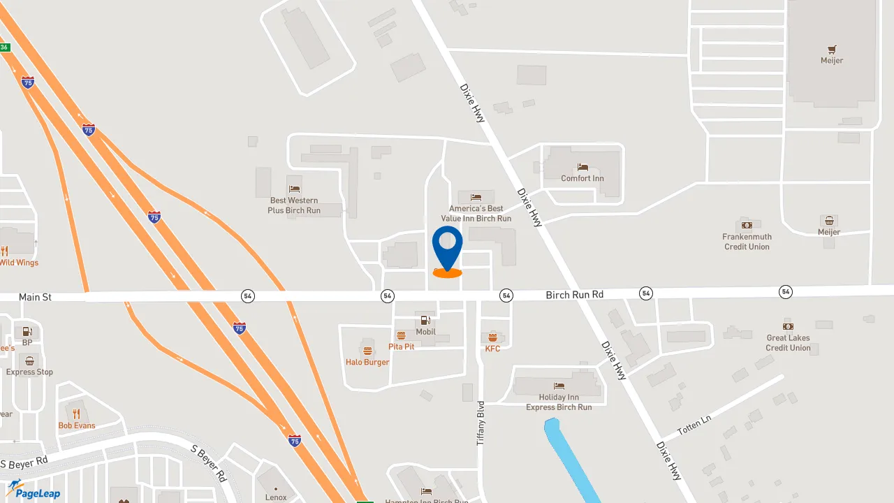 https://pageleap.com map showing location of Subway in Birch Run.