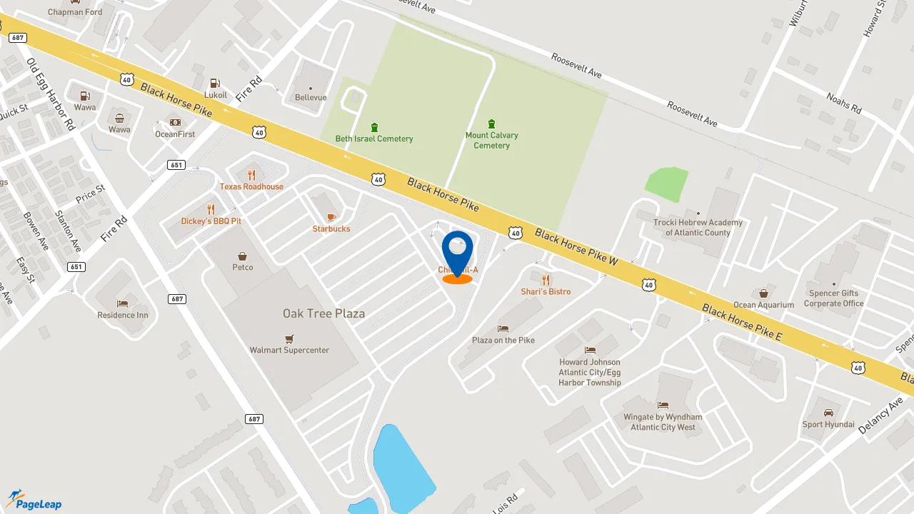 https://pageleap.com map showing location of Subway in Egg Harbor Township.