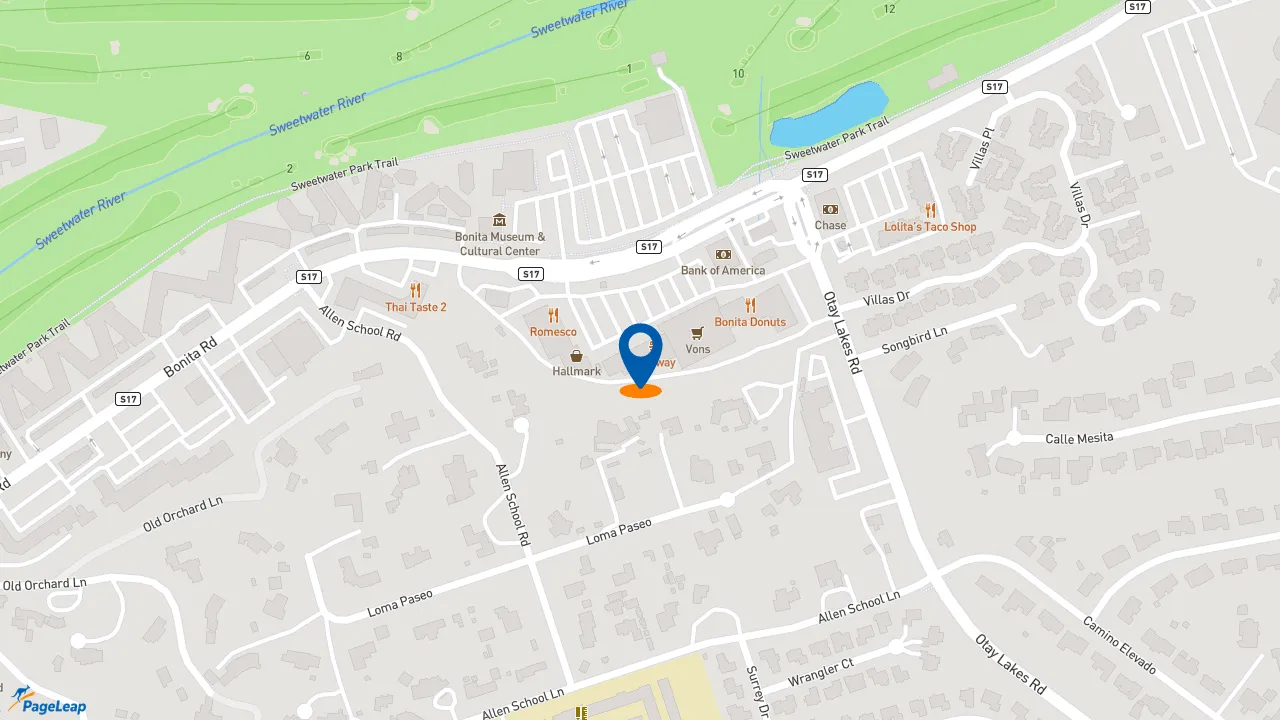 https://pageleap.com map showing location of Subway in Bonita.