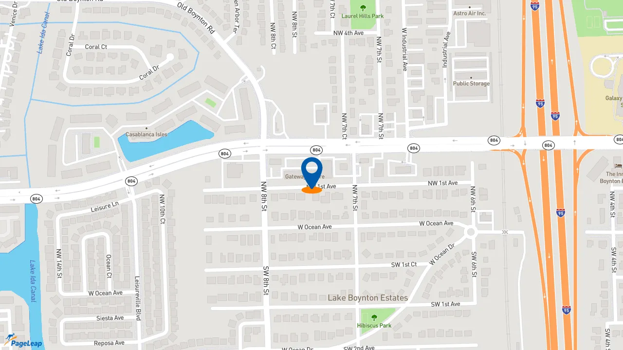 https://pageleap.com map showing location of Subway in Boynton Beach.