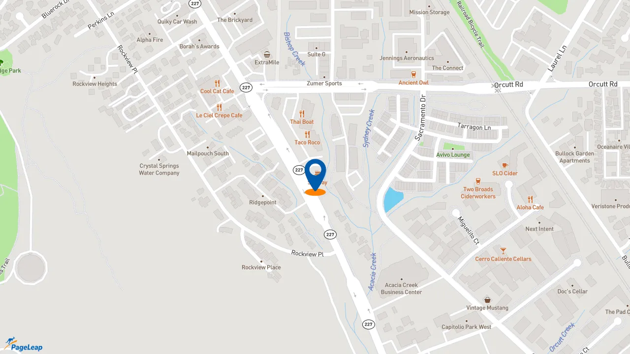 https://pageleap.com map showing location of Subway in San Luis Obispo.