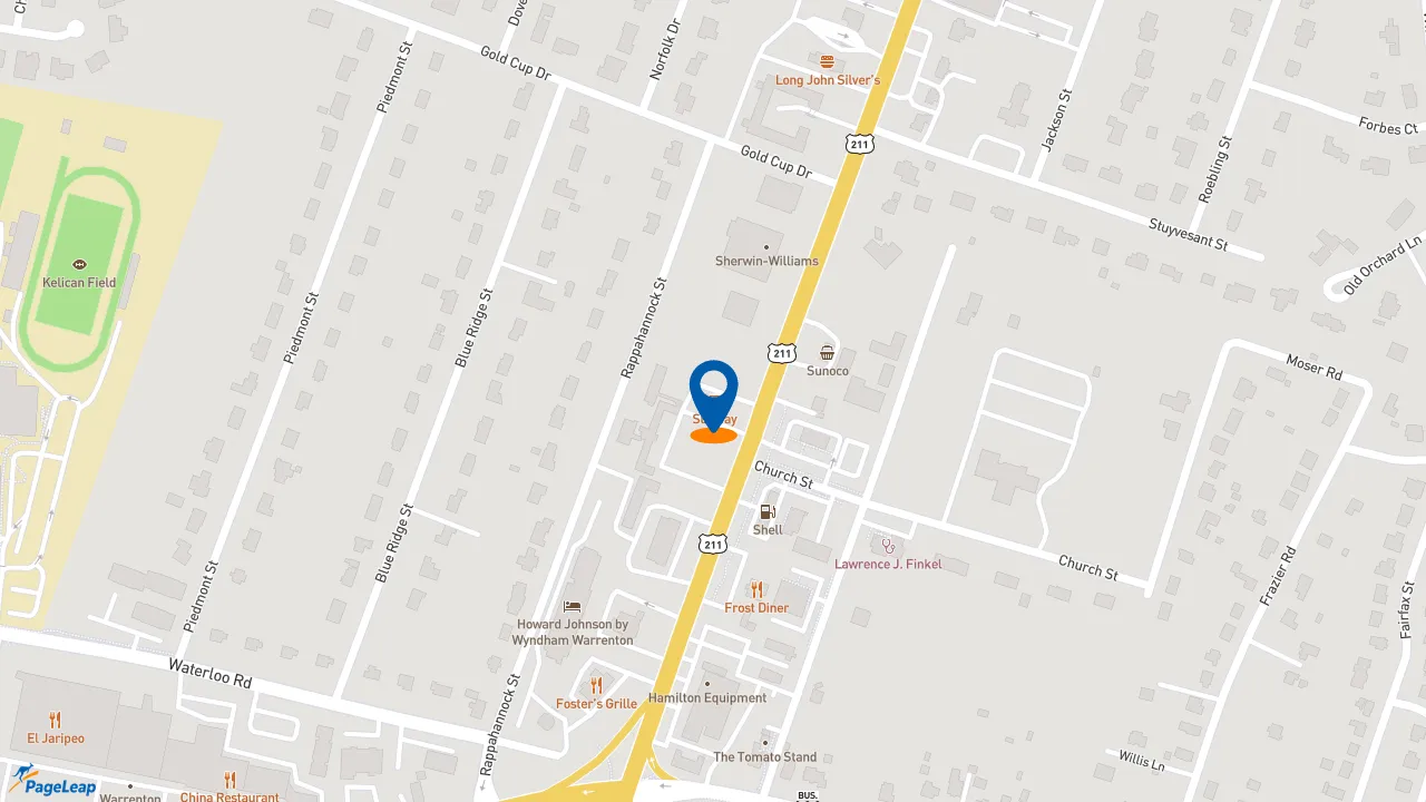 https://pageleap.com map showing location of Subway in Warrenton.