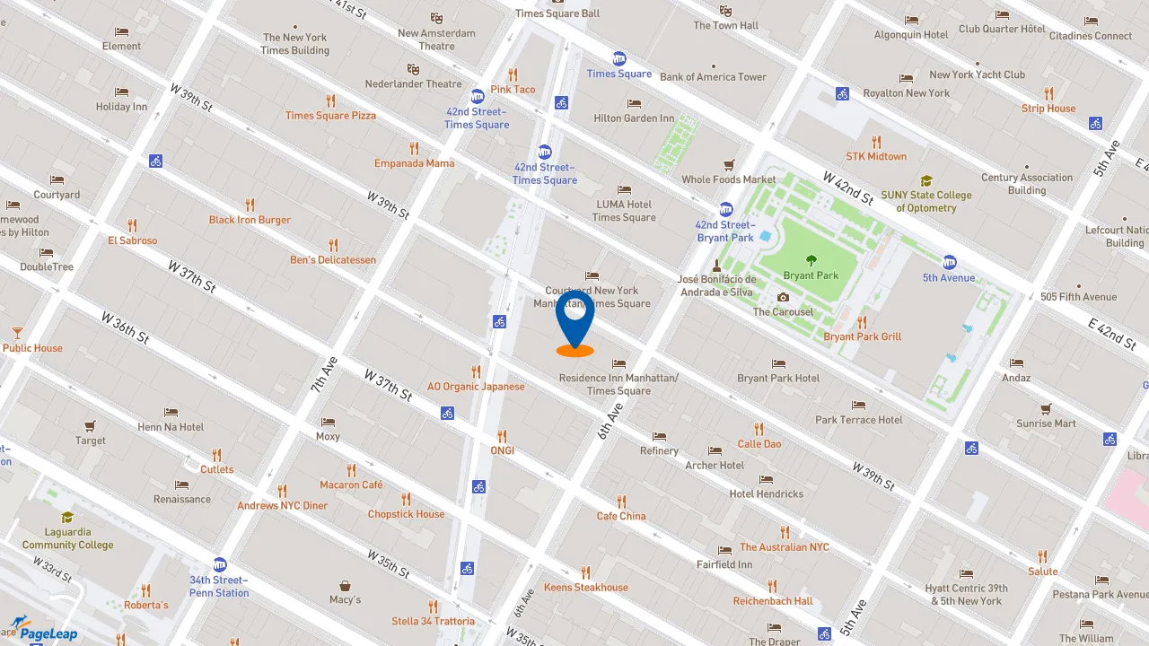 https://pageleap.com map showing location of Subway in New York.