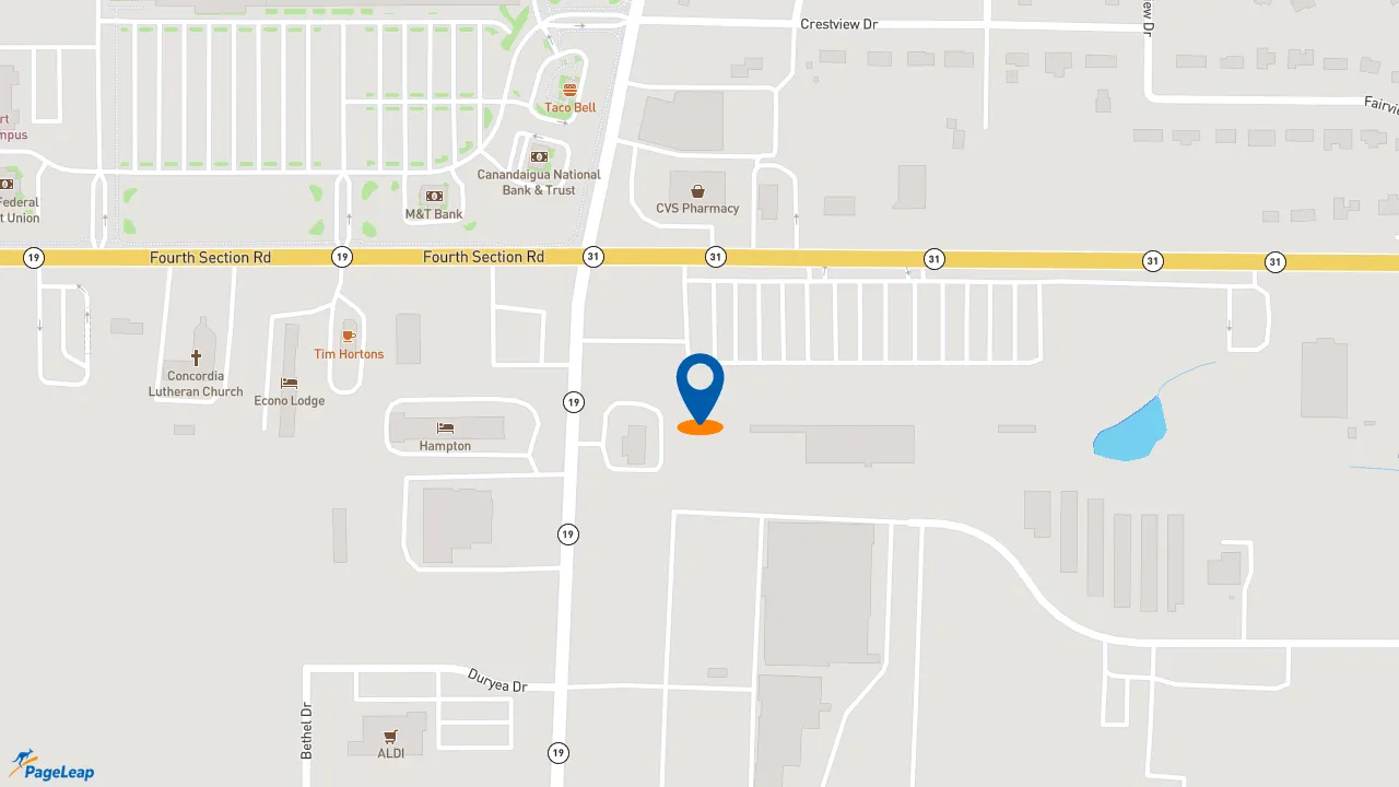 https://pageleap.com map showing location of Subway in Brockport.