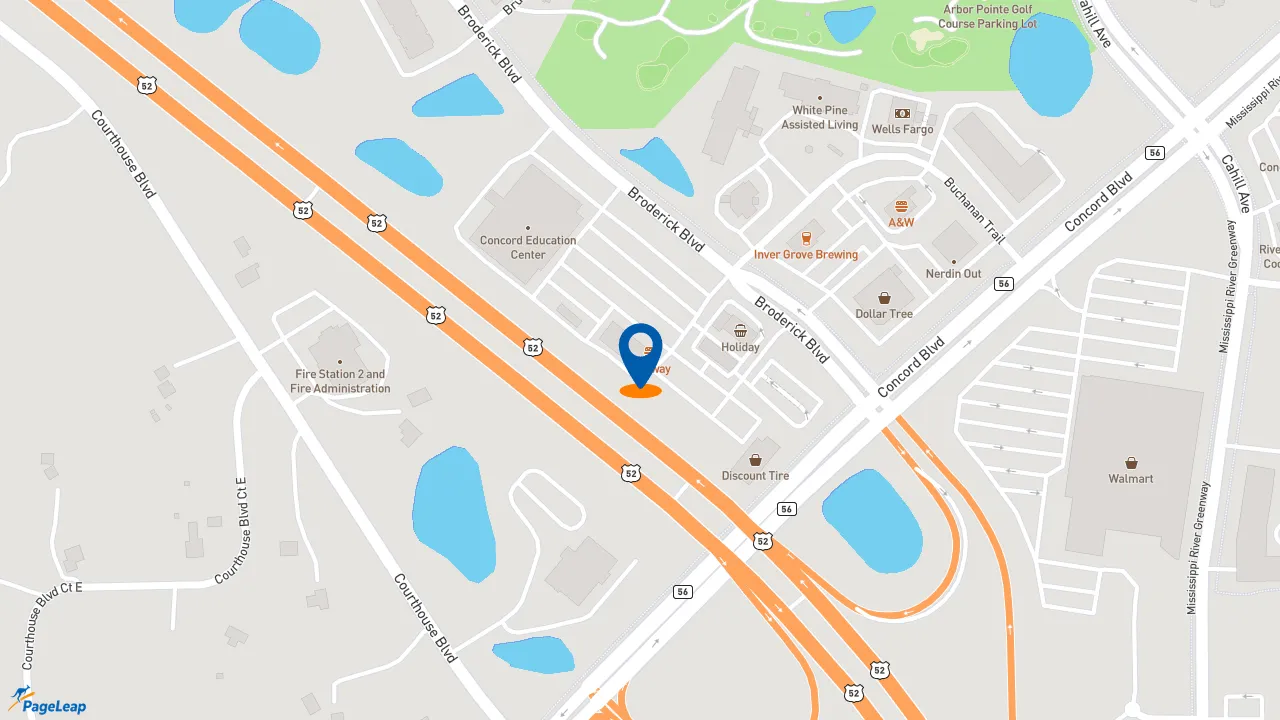 https://pageleap.com map showing location of Subway in Inver Grove Heights.