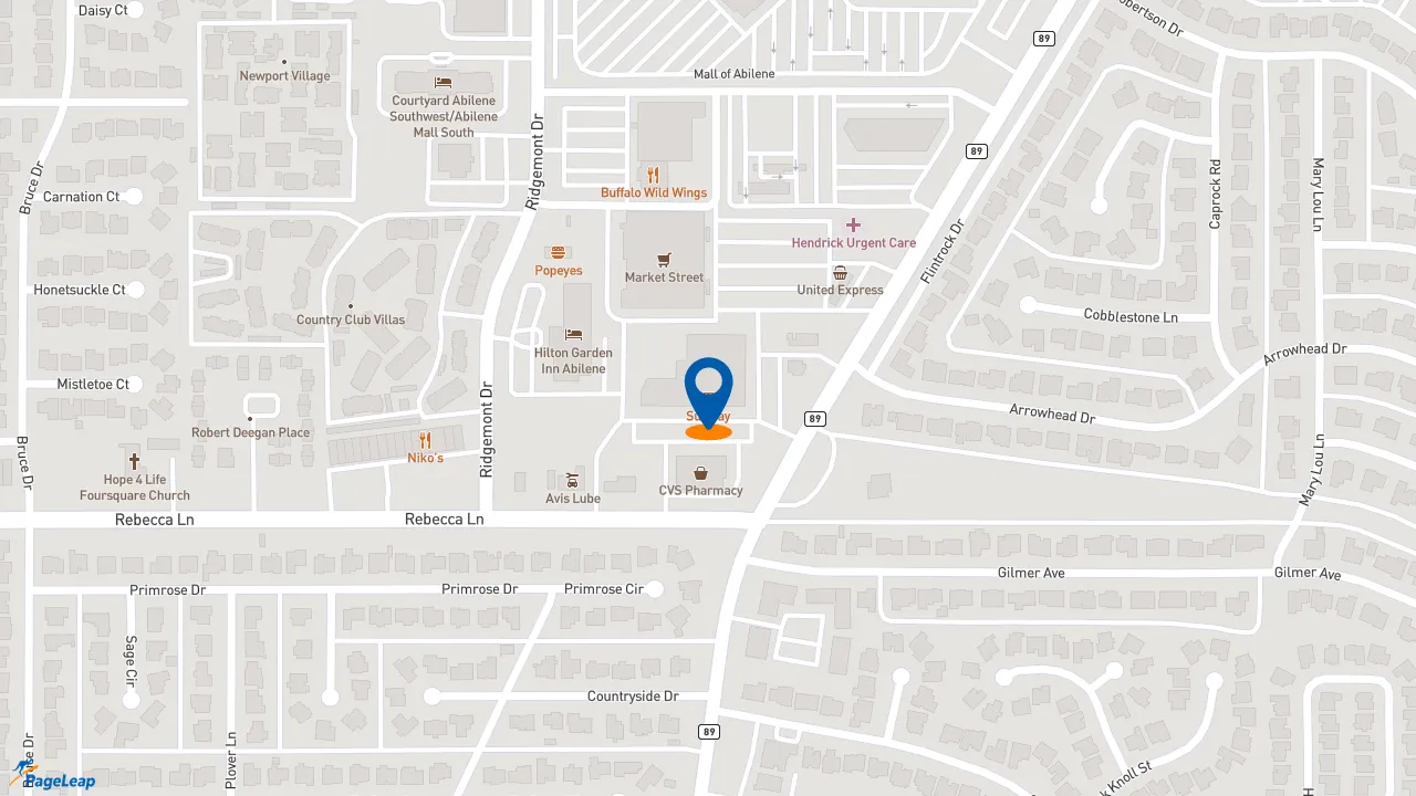 https://pageleap.com map showing location of Subway in Abilene.