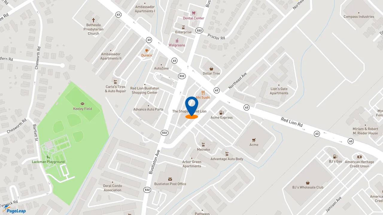 https://pageleap.com map showing location of Subway in Philadelphia.