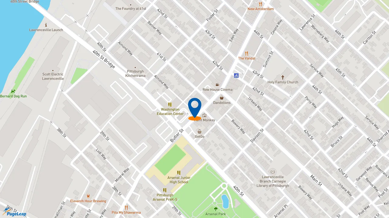 https://pageleap.com map showing location of Subway in Pittsburgh.