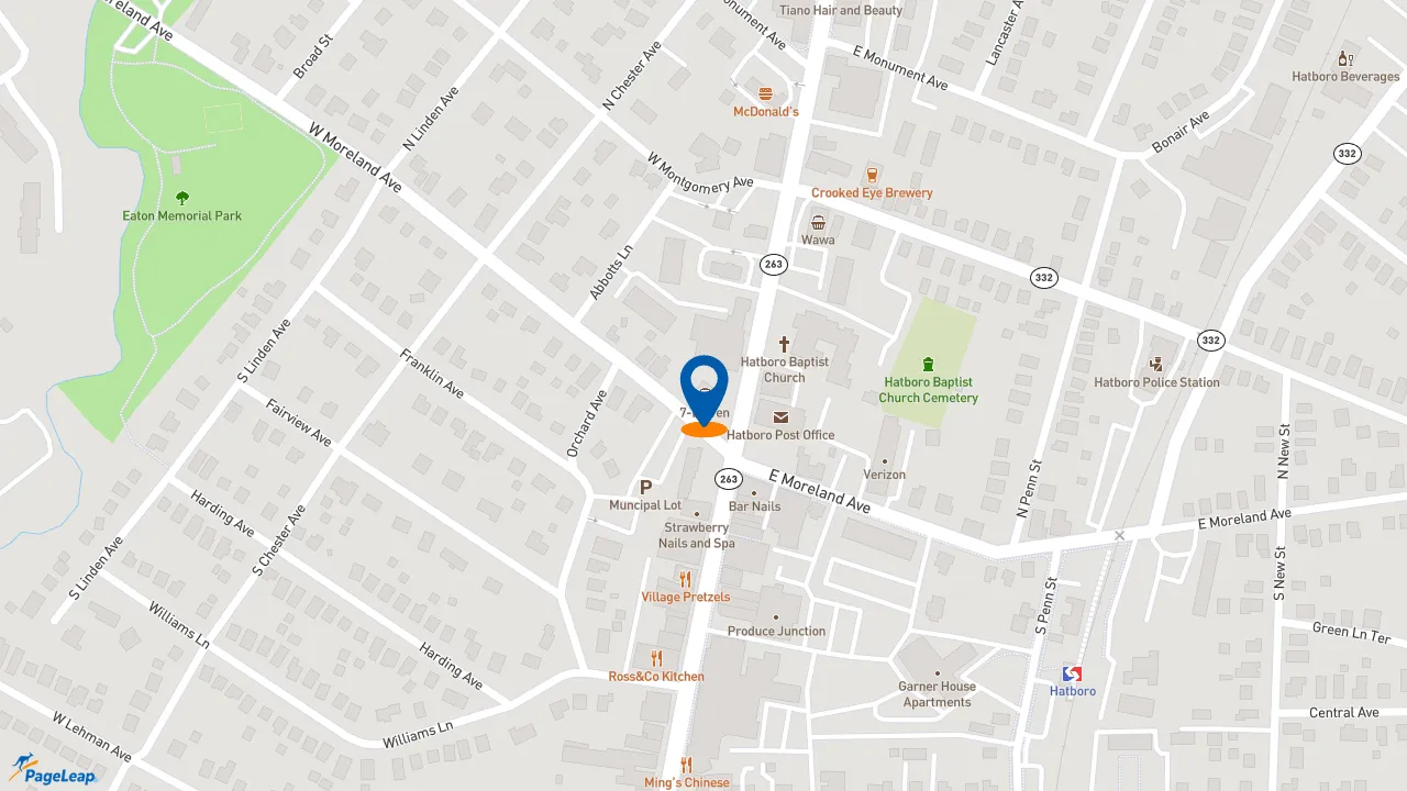 https://pageleap.com map showing location of Subway in Hatboro.