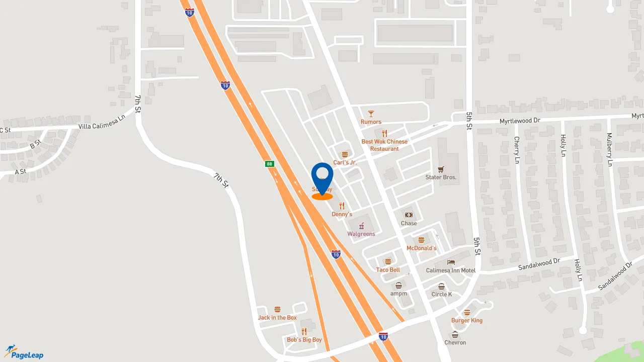 https://pageleap.com map showing location of Subway in Calimesa.