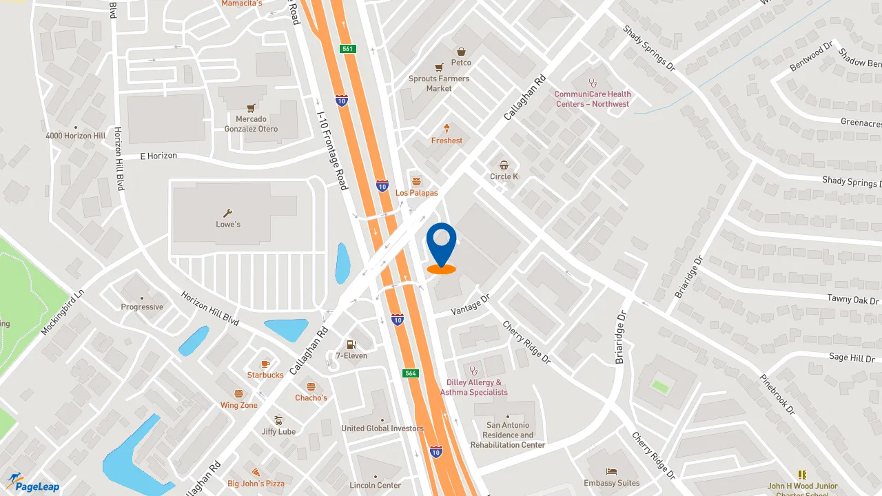 https://pageleap.com map showing location of Subway in San Antonio.