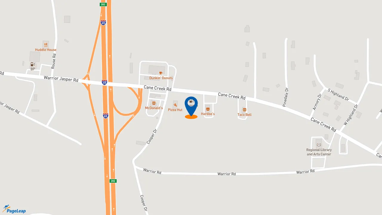 https://pageleap.com map showing location of Subway in Warrior.