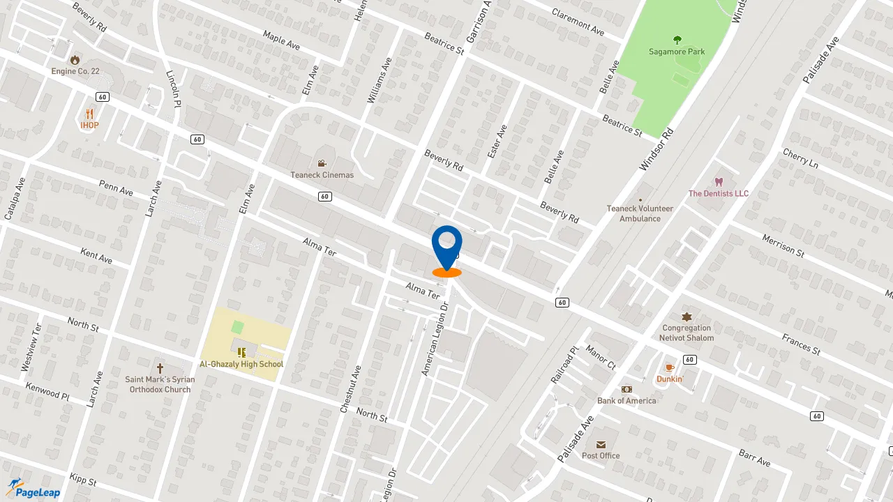 https://pageleap.com map showing location of Subway in Teaneck Township.