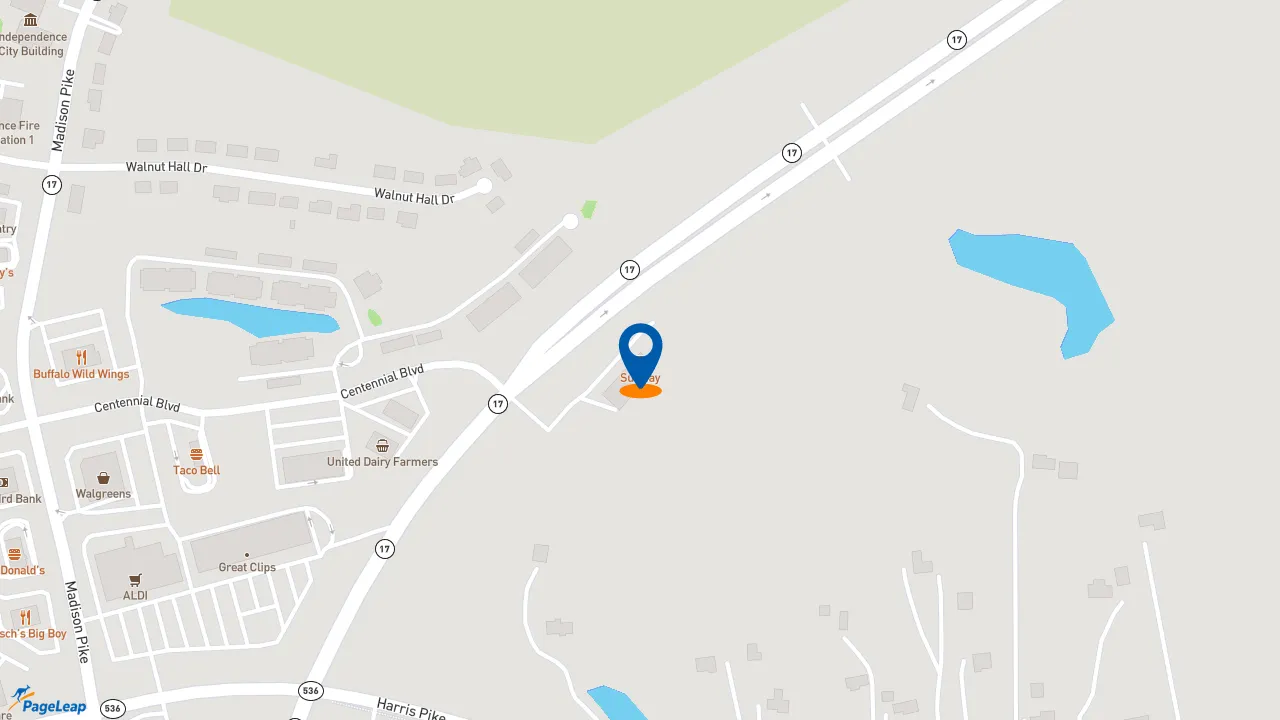 https://pageleap.com map showing location of Subway in Independence.