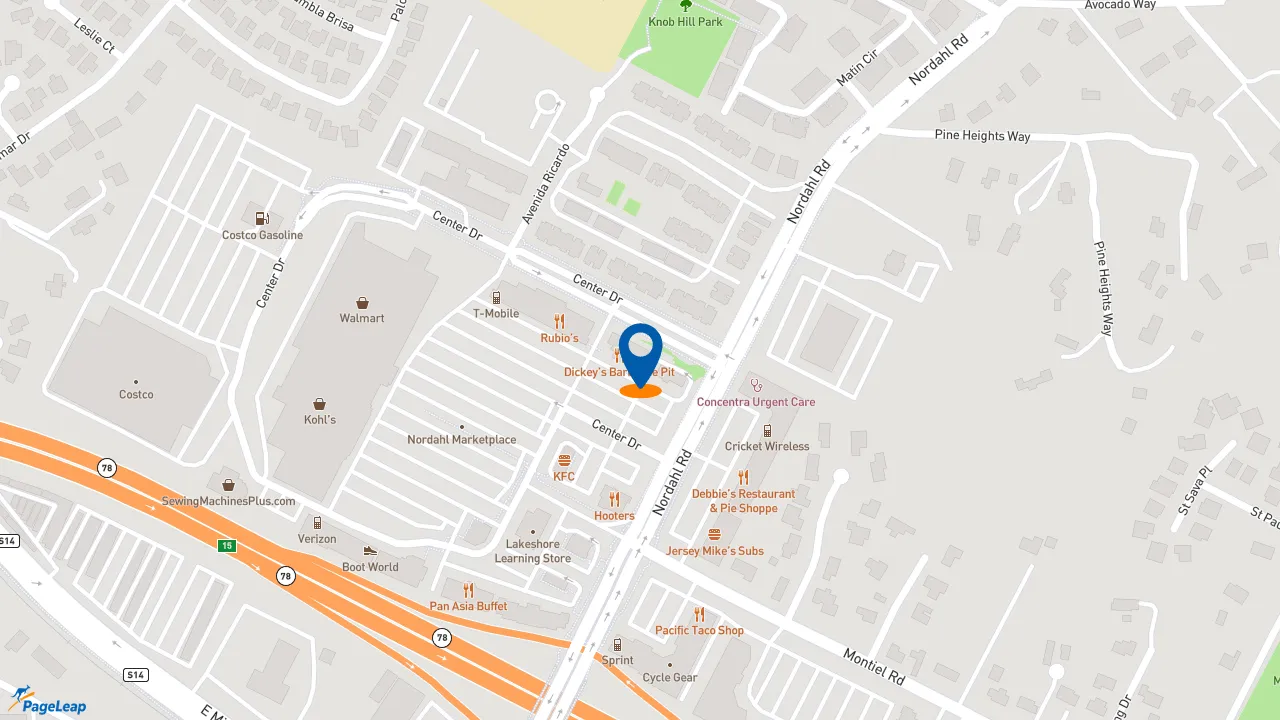 https://pageleap.com map showing location of Subway in San Marcos.