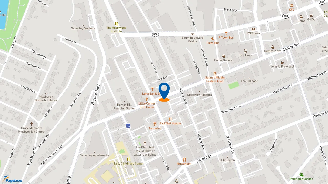 https://pageleap.com map showing location of Subway in Pittsburgh.