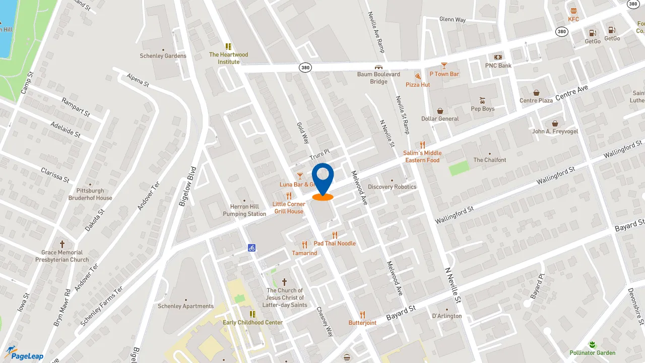 https://pageleap.com map showing location of Subway in Pittsburgh.
