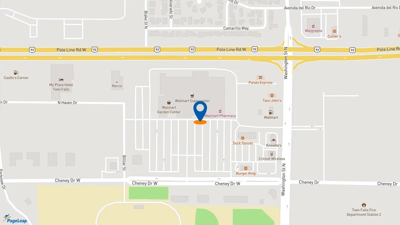 https://pageleap.com map showing location of Subway in Twin Falls.
