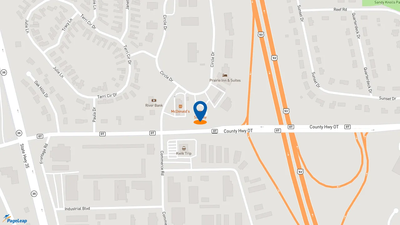 https://pageleap.com map showing location of Subway in Holmen.