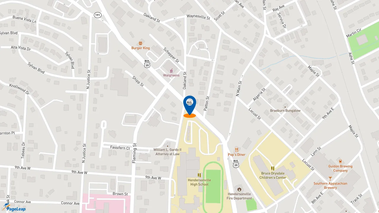 https://pageleap.com map showing location of Subway - Closed in Hendersonville.
