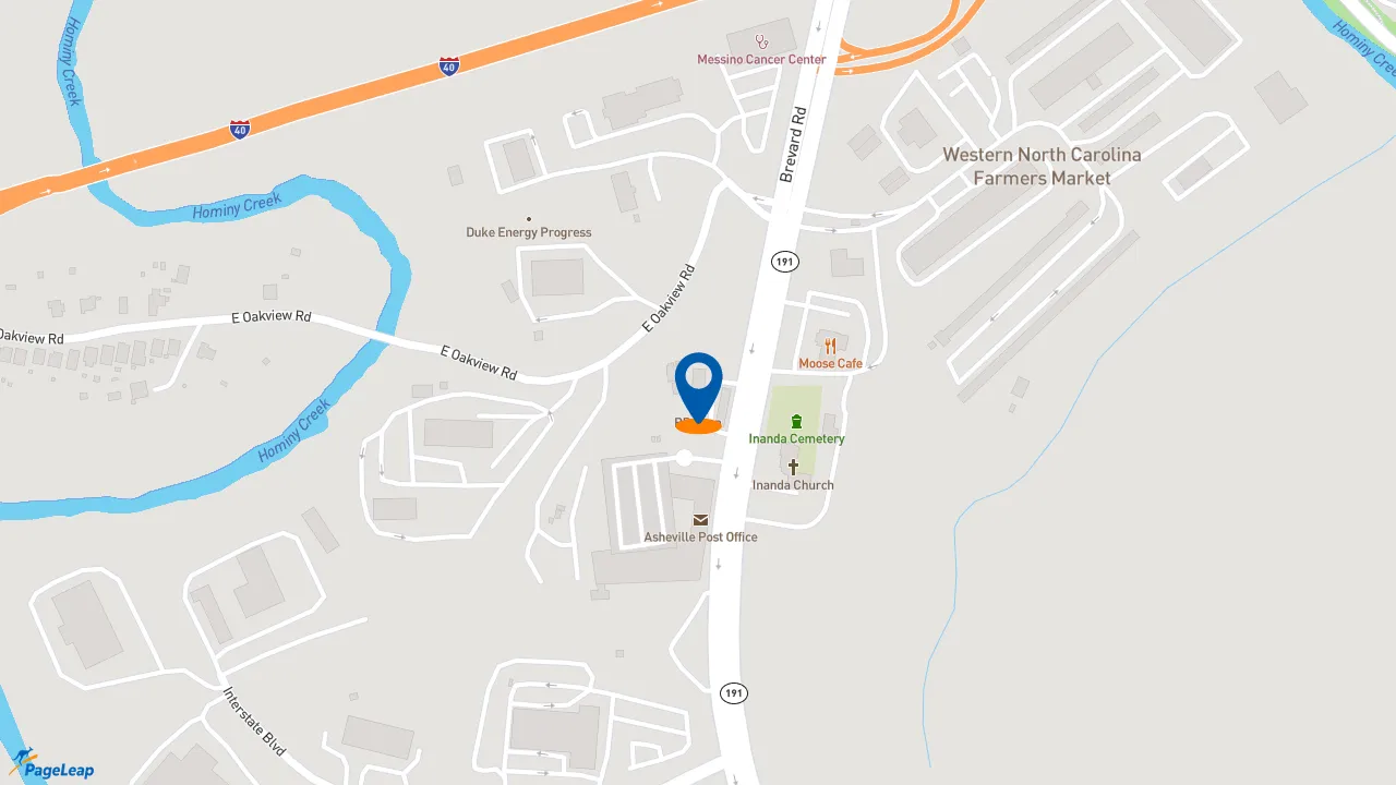 https://pageleap.com map showing location of Subway - Closed in Asheville.