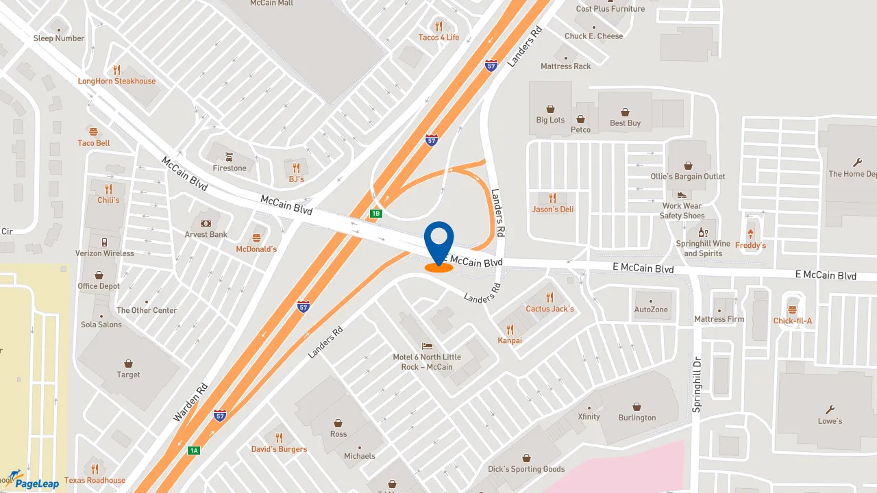 https://pageleap.com map showing location of Subway - Closed in North Little Rock.