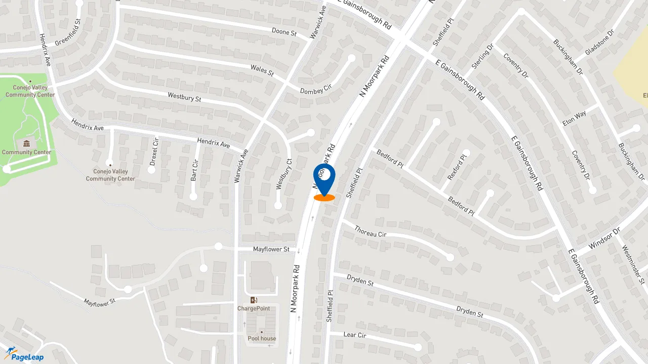 https://pageleap.com map showing location of Subway - Closed in Thousand Oaks.