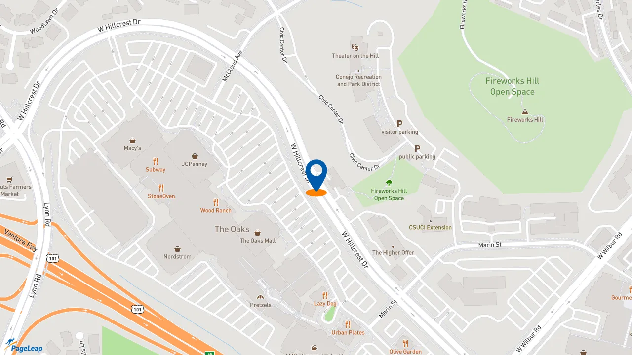https://pageleap.com map showing location of Subway - Closed in Thousand Oaks.