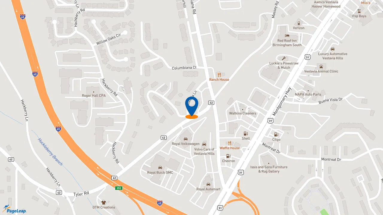 https://pageleap.com map showing location of Subway in Vestavia Hills.