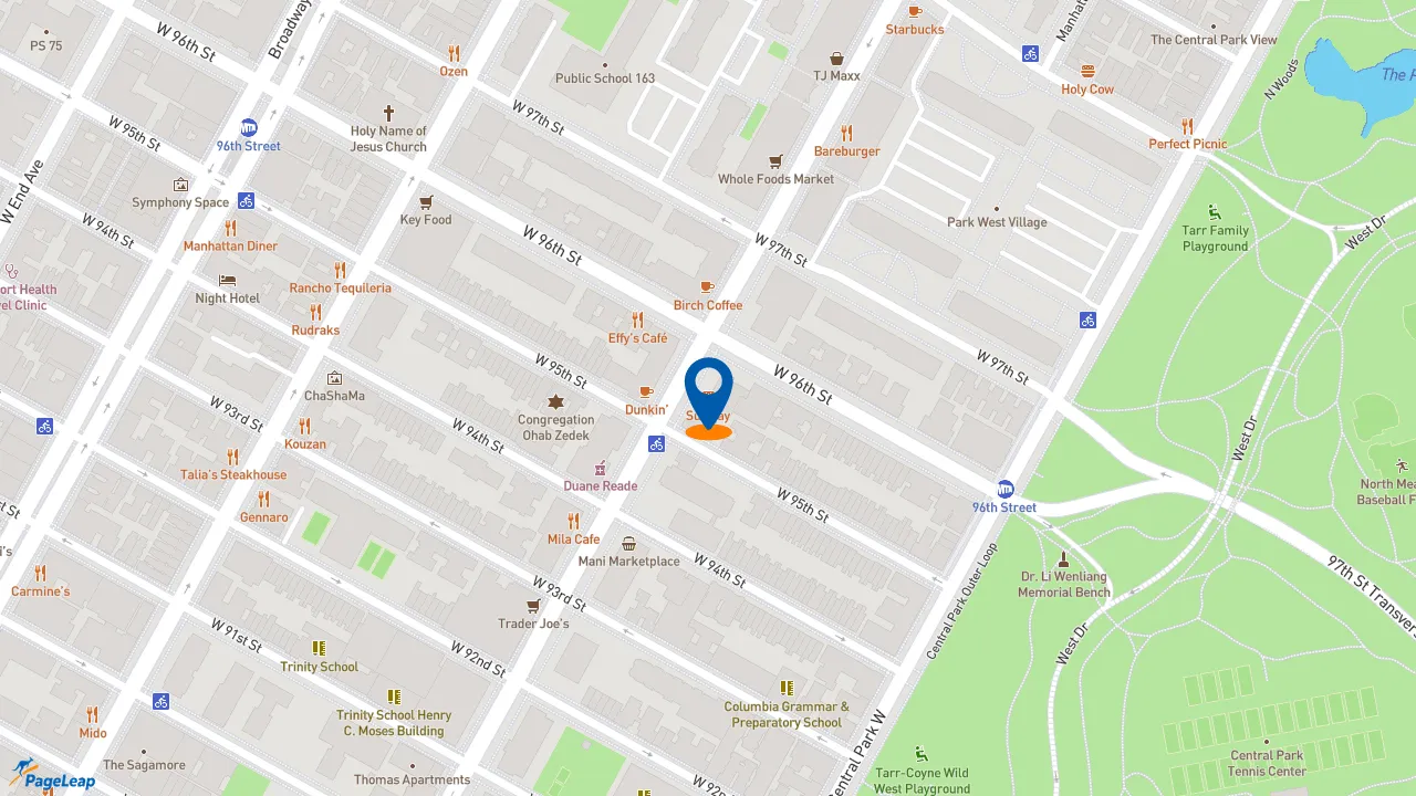 https://pageleap.com map showing location of Subway in City Of New York.