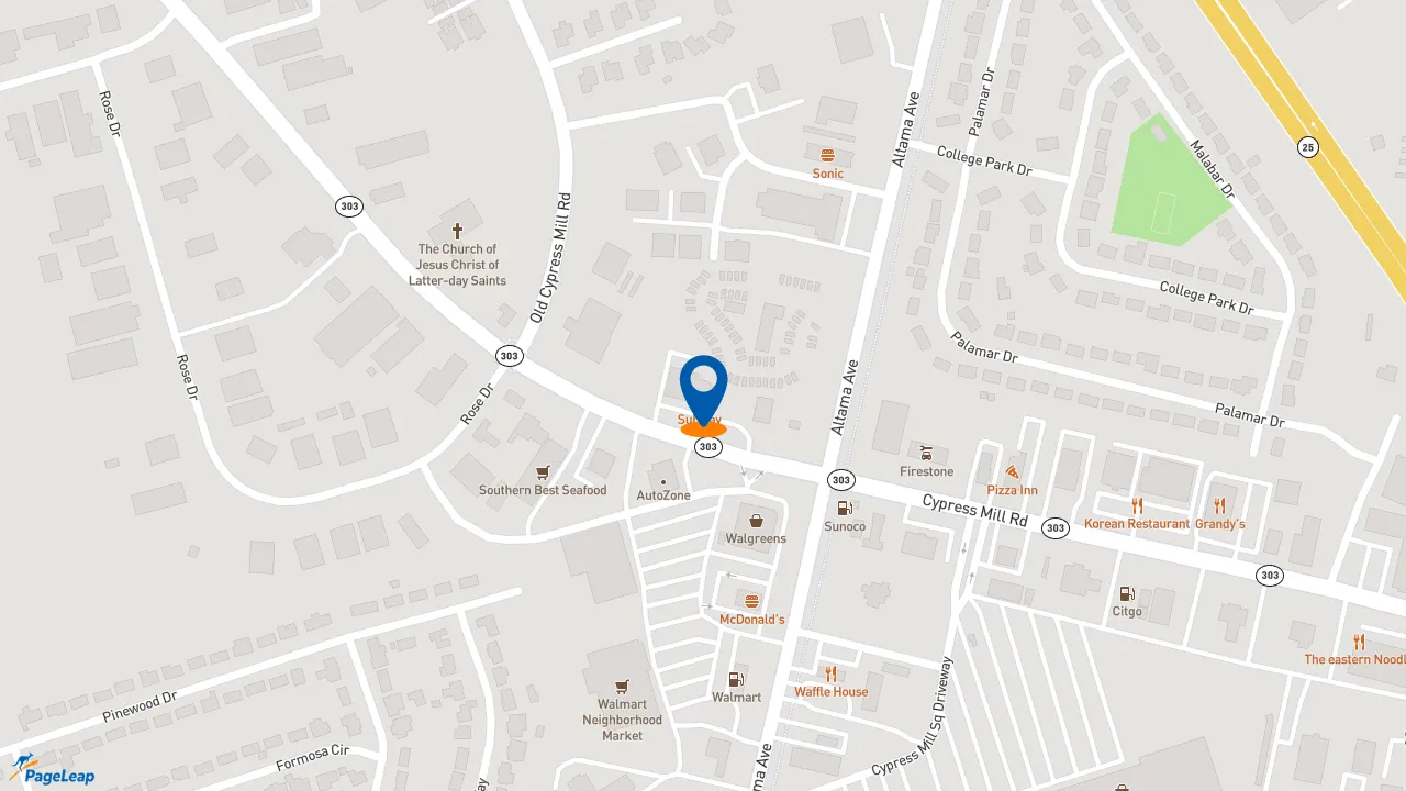 https://pageleap.com map showing location of Subway in Brunswick.