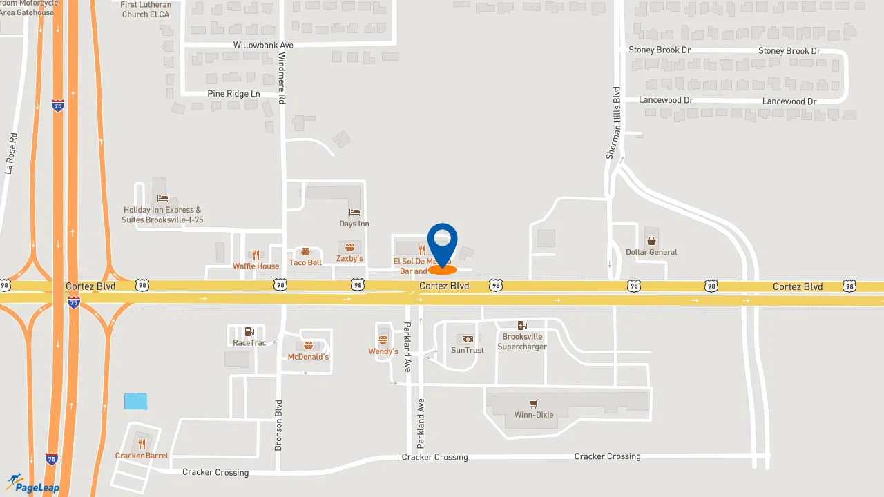 https://pageleap.com map showing location of Subway in Brooksville.