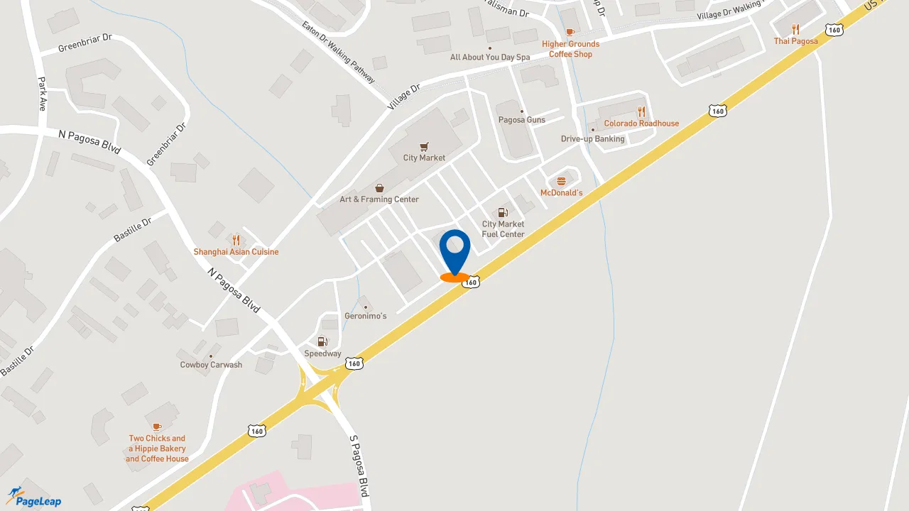 https://pageleap.com map showing location of Subway in Pagosa Springs.