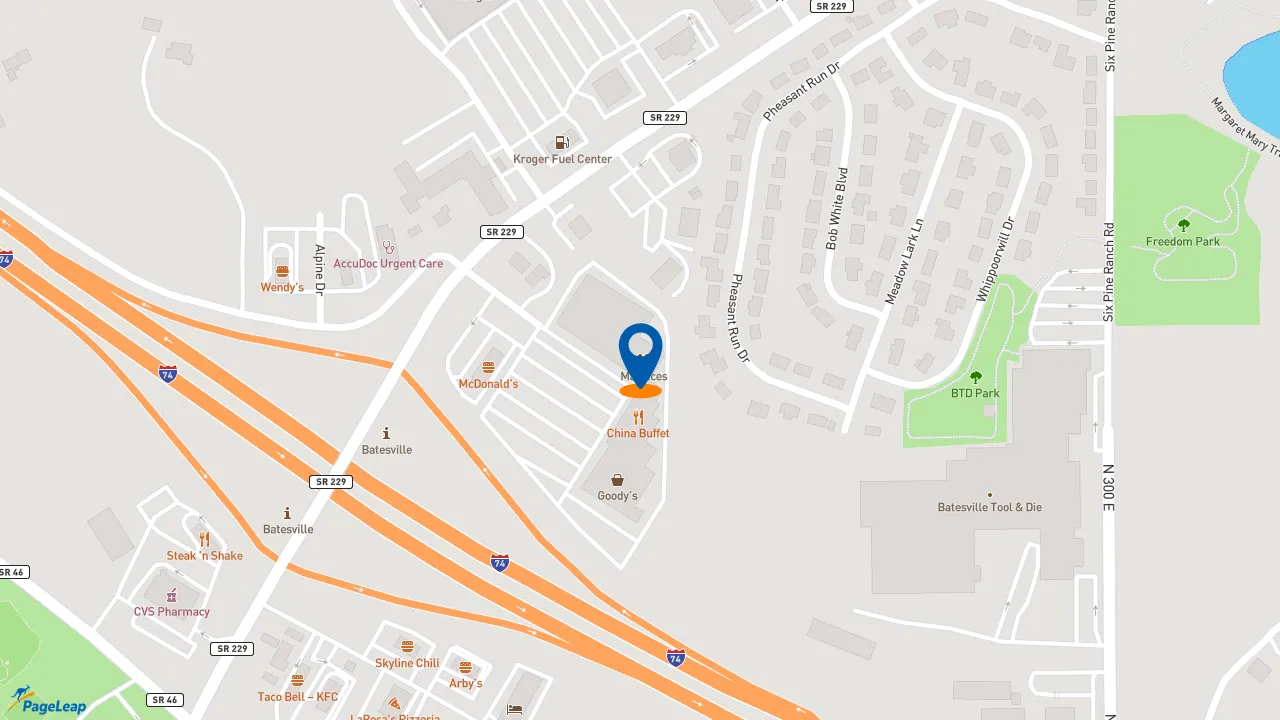 https://pageleap.com map showing location of Subway in Batesville.