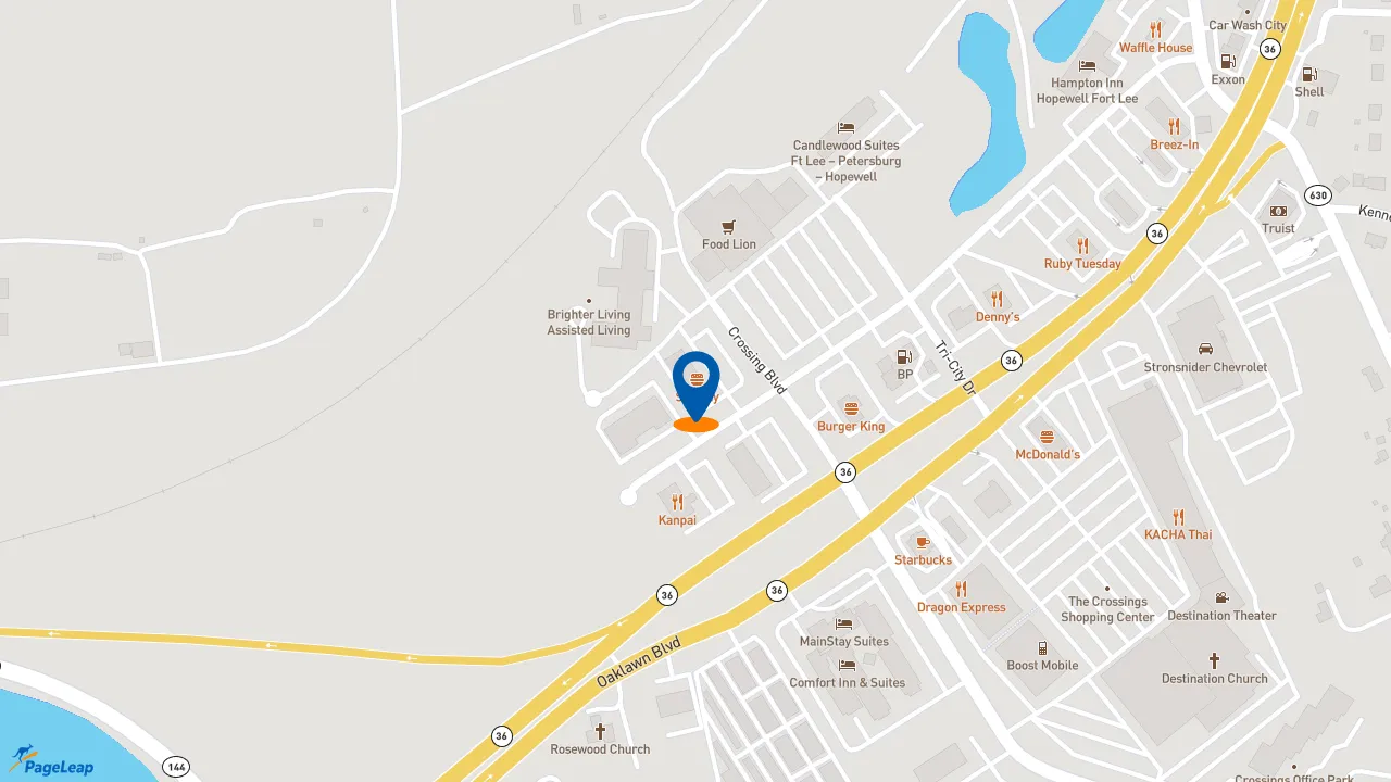 https://pageleap.com map showing location of Subway in Hopewell.