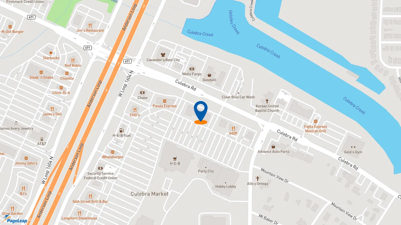 https://pageleap.com map showing location of Subway in San Antonio.