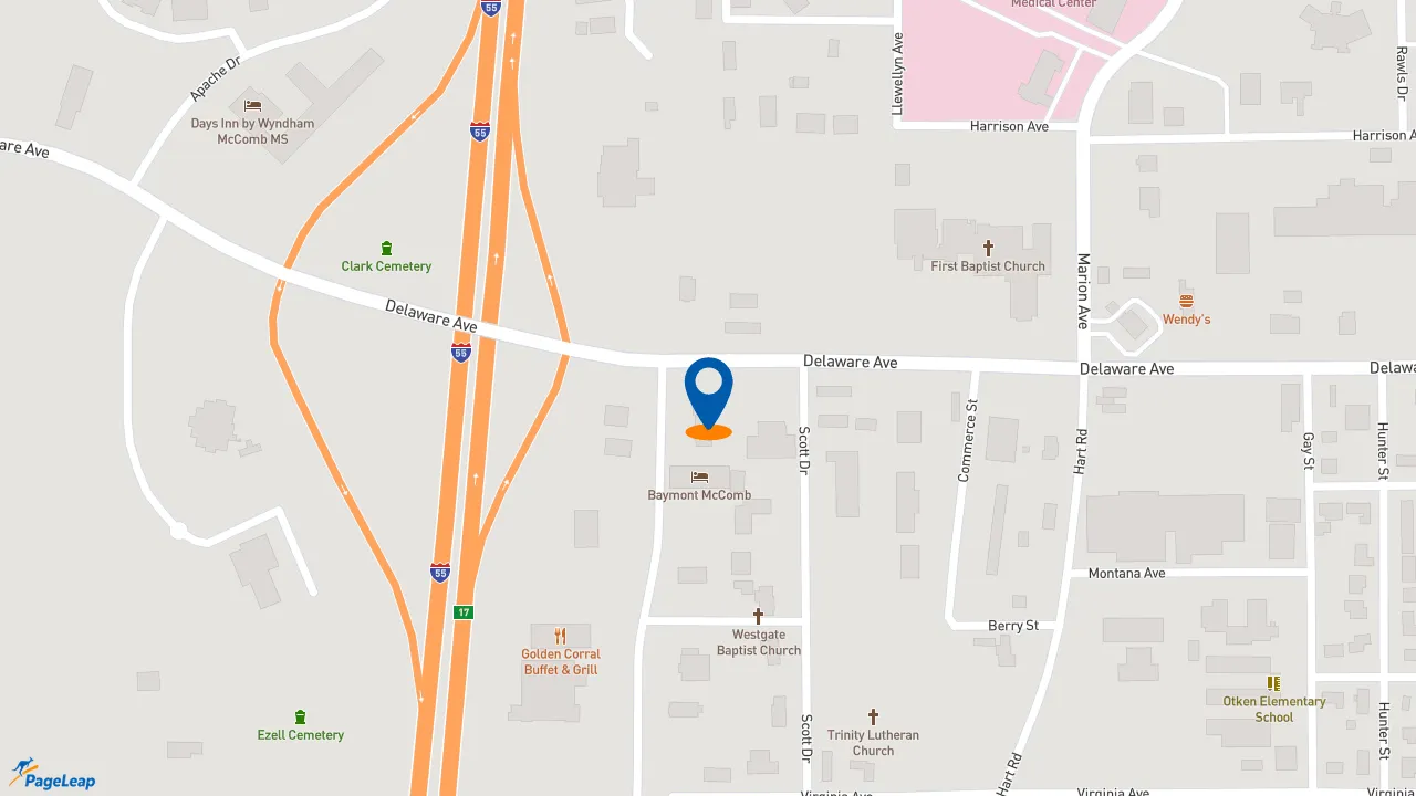 https://pageleap.com map showing location of Subway in Mccomb.