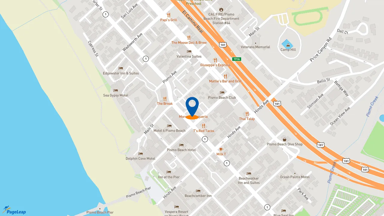 https://pageleap.com map showing location of Subway in Pismo Beach.