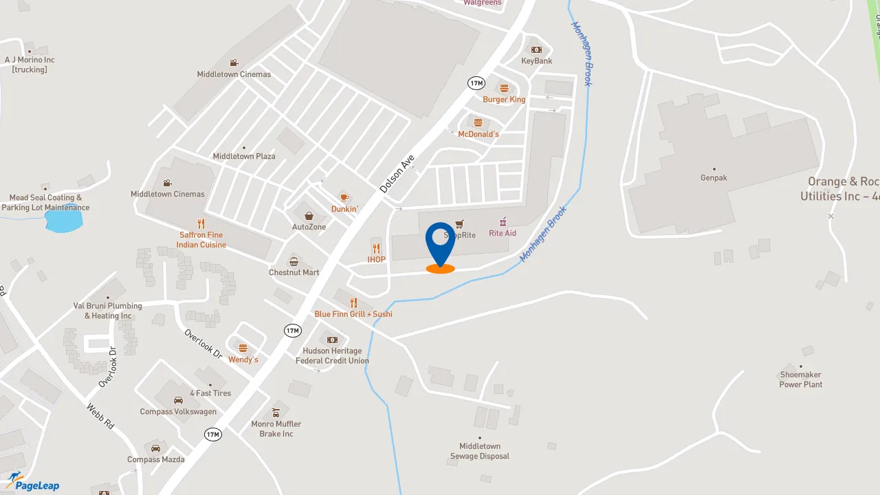 https://pageleap.com map showing location of Subway in City Of Middletown.