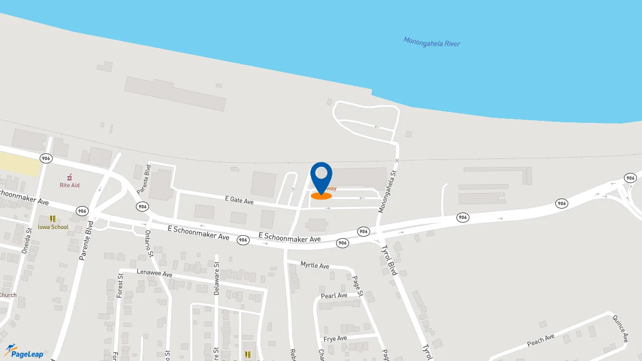 https://pageleap.com map showing location of Subway in Monessen.