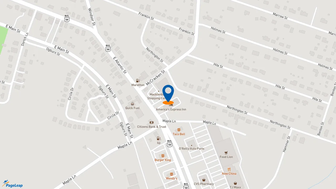 https://pageleap.com map showing location of Subway in South Hill.