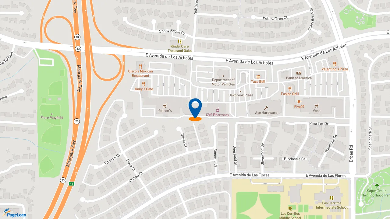 https://pageleap.com map showing location of Subway in Thousand Oaks.