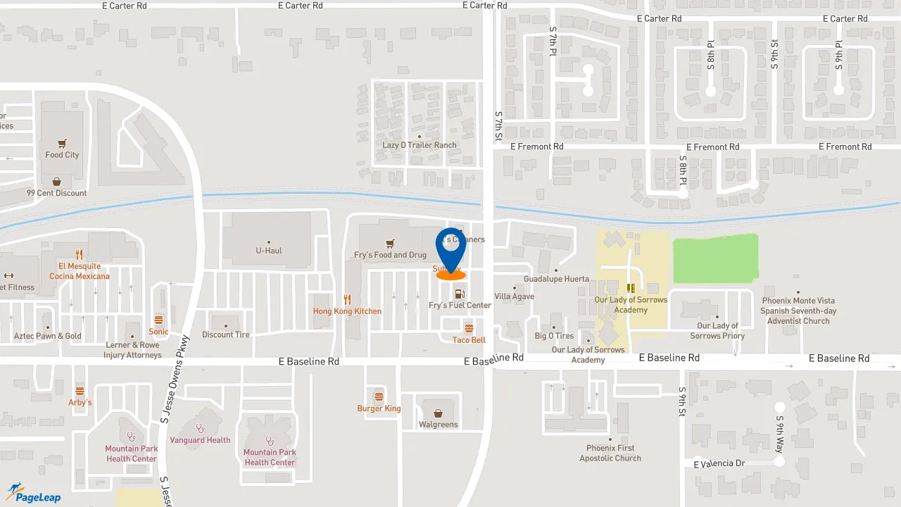 https://pageleap.com map showing location of Subway in Phoenix.