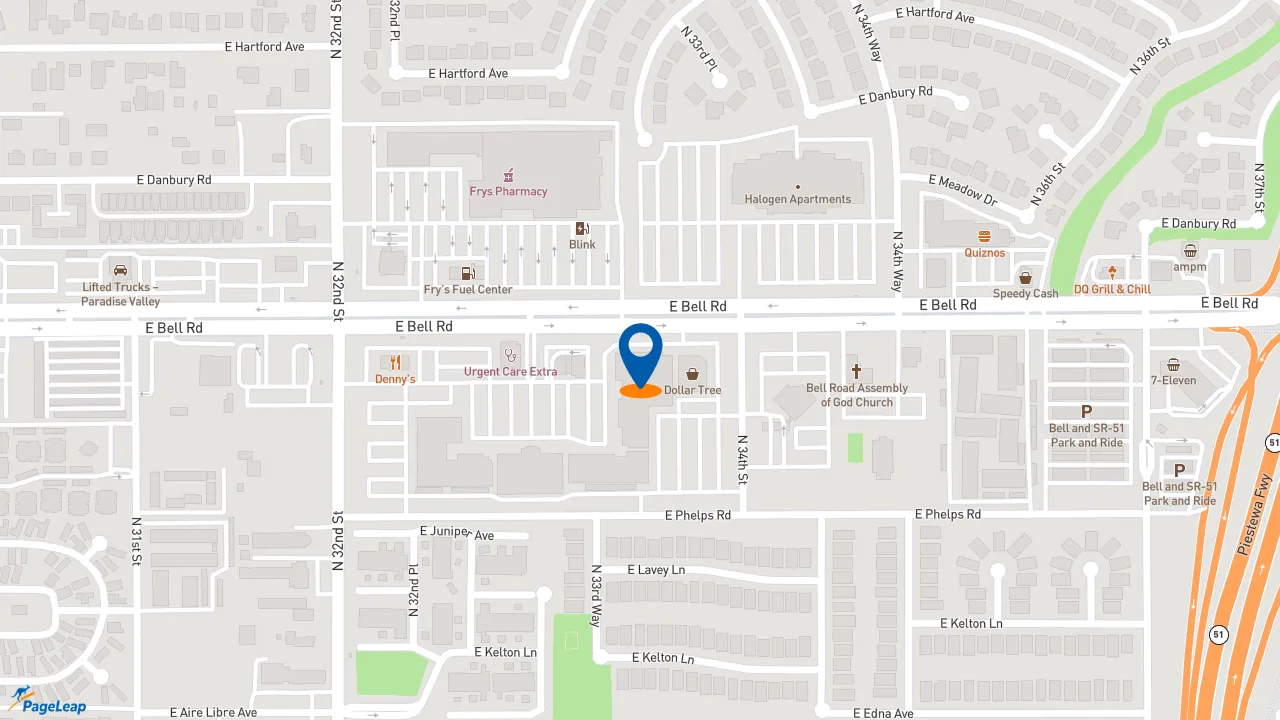 https://pageleap.com map showing location of Subway in Phoenix.