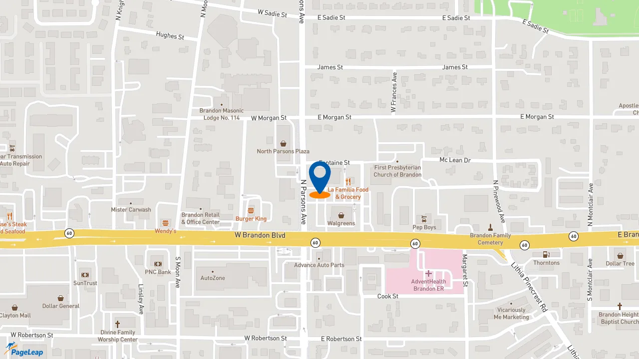 https://pageleap.com map showing location of Subway in Brandon.