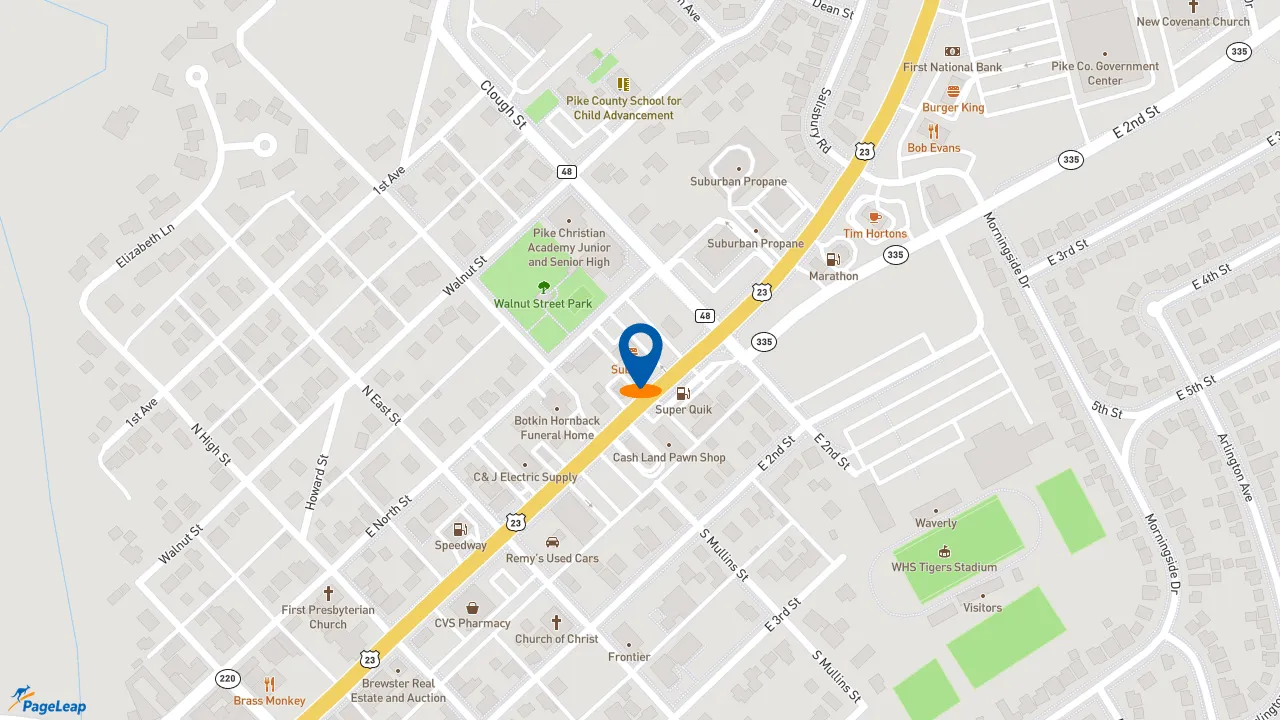 https://pageleap.com map showing location of Subway in Waverly.